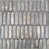 Fargin Elongated Hex 0.9"x3.1" Glass Mosaic Tile, Silver Haze