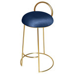 Meridian Furniture - Ring Velvet Upholstered Counter Height Stool with Durable Iron Frame, Navy, Gold Finish - Elegance comes to your home counter with this Ring velvet counter stool. Soft navy velvet makes this a sleek addition to your home counter or bar setup, while a brushed gold finish ensures its sophisticated demeanor at breakfast time or during evening cocktail hour. The padded cushion keeps them happy while they dine or drink, and this counter-height stool features a solid metal frame for strength, resilience and durability.