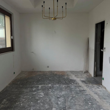 Aménagement d’un séjour avec parquet en chevrons