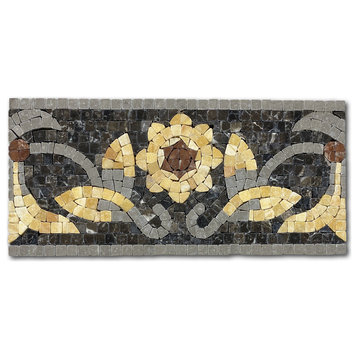 Marble Mosaic Border Listello Tile Wintersweet Gold 5.5x12 Tumbled, 1 piece