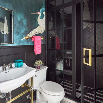 Black and Teal Guest Bath
