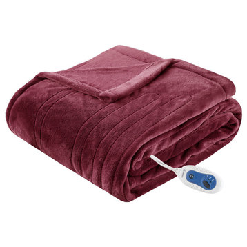 Beautyrest Knitted Solid Microlight Heated Throw, Red