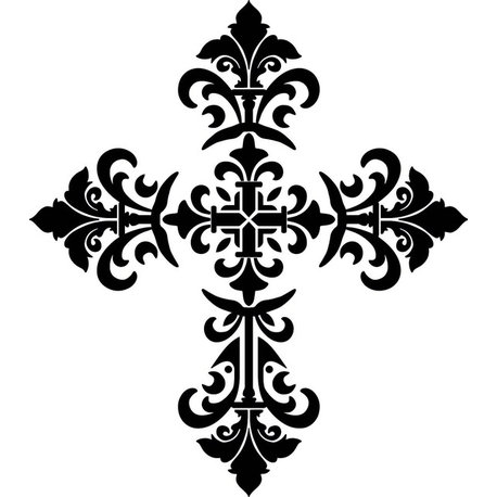 Baroque Cross Porcelain Swimming Pool Mosaic 36"x32", Black
