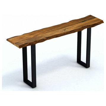 Live Edge Acacia Wood Console Table With Black Metal Legs