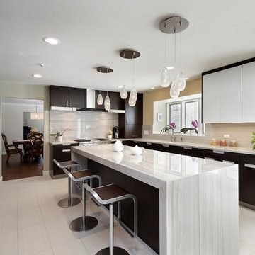 White, Back-Painted Glass Used For Wall Cabinet Doors