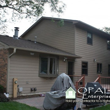 Hardie Khaki Brown Siding & Timber Bark Trim, Matching Gutters in St Charles