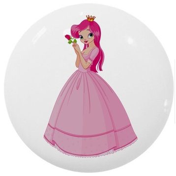 Princess Pink Gown Ceramic Cabinet Drawer Knob