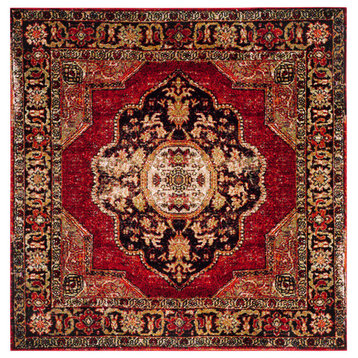 Safavieh Vintage Hamadan Collection VTH219 Rug, Red/Multi, 6'7" Square