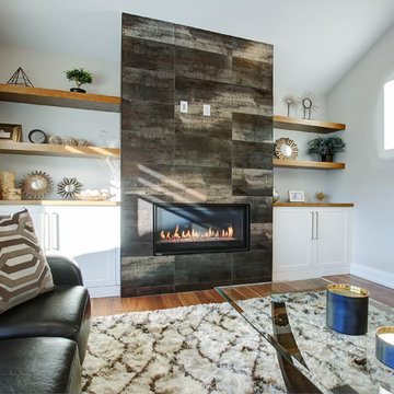 Feature Wall with Linear Fireplace | Thorold, Ontario