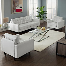 Empress Modern White Bonded Leather Sofa Set - $1897.35 - Living Room Furniture Sets