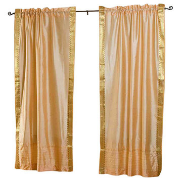 Gold  Rod Pocket  Sheer Sari Curtain / Drape / Panel   - 60W x 96L - Pair
