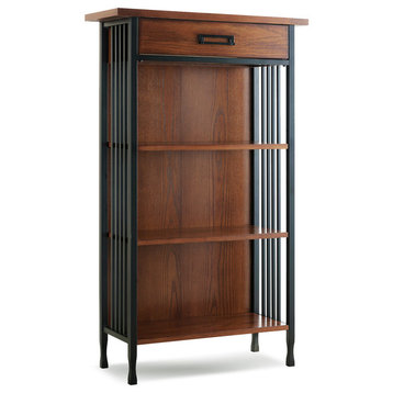 Leick Ironcraft Mantel Height Brown Wood Bookcase with Drawer Storage