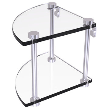 Two Tier Corner Glass Shelf, Satin Chrome