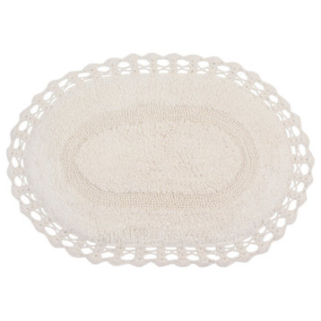 Hampton Crochet Reversible Bath Rug Set, 17x24 Rectangle, Ivory
