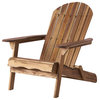 GDF Studio Milan Outdoor Folding Wood Adirondack Chair, Natural Stained
