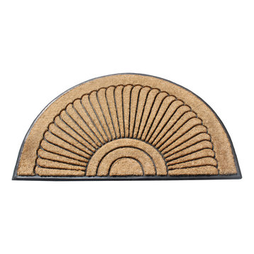 A1HC Half Moon Sunburst Tapered Edge Rubber/Coir Doormat, 30"X48"
