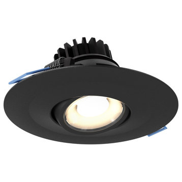 4" Round Recessed LED Gimbal Light, 5CCT, Black