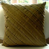 Green Art Silk 14"x14" Pintucks Pillows Cover, Earthy Affair