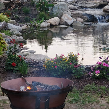 Large Custom Aquascape Ecosystem Pond with Cascading Waterfalls
