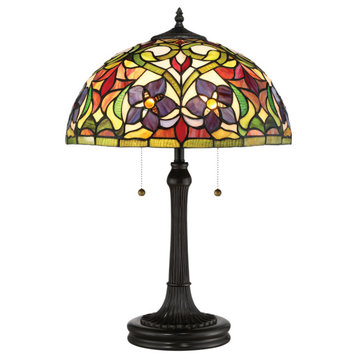 Luxury Natural Tiffany Table Lamp, Vintage Bronze, UQL7200