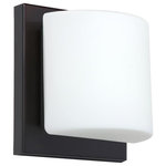 Besa Lighting - Besa Lighting 1WS-787307-LED-BR Paolo - 5.5 Inch 5W 1 LED Mini Wall Sconce - Canopy Included: Yes  Canopy DiPaolo 5.5 Inch 5W 1  Chrome Stucco GlassUL: Suitable for damp locations Energy Star Qualified: n/a ADA Certified: YES  *Number of Lights: 1-*Wattage:5w Halogen bulb(s) *Bulb Included:Yes *Bulb Type:Halogen *Finish Type:Bronze