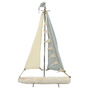 Iron 25" Sailboat With Cloth Sails, Multi