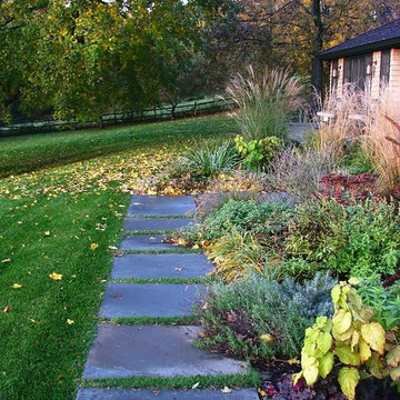 Garden path disappears around the corner