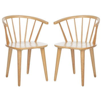 Safavieh Blanchard Curved Spindle Side Chairs, Set of 2, Natural