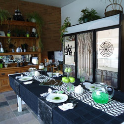 Halloween tablescape and hutch - Dinnerware