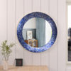 24" Decorative Glass Mosaic Wall Mirror - Purple Decorative Mirrors for Walls, Silver/Sapphire
