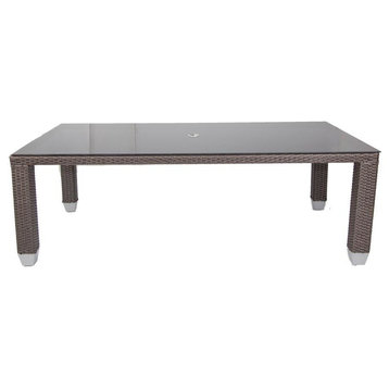 Maya Rectangle Outdoor Dining Table With Glass Top, Signature Espresso Brown