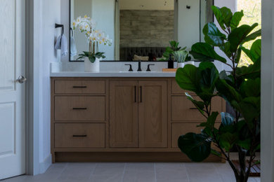 Large minimalist porcelain tile bathroom photo in Phoenix with an undermount sink