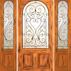 Door with Two Sidelites Entry Prehung Knotty Alder, Radius Lite - Front Doors