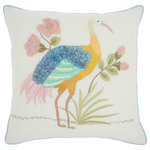 Mina Victory - Mina Victory Plush Lines Garden Crane 18" x 18" Multicolor Throw Pillow - A fabulous range of wildlife to suite a variety of lifestyles. Cheery, clever designs on natural cotton fabric- fun, funky bold and wild. With varied texture and colors they guarantee to bring the perfect touch of whimsy and warmth to any space