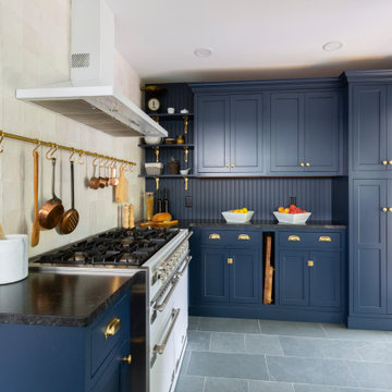 Pantry Wall with Beadboard & Floating Shelves