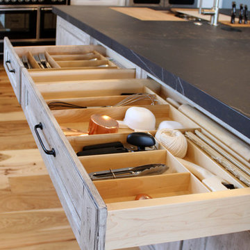 White and Gray Kitchen with Massive Storage Solutions