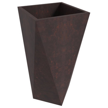 Aloe Tapered Square Planter, Fiberstone and MgO Clay, Brown, 24"