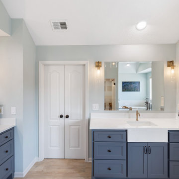Contemporary Farmhouse Primary Bath + Closet Remodel Olathe, KS