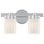 Livex Lighting - Livex Lighting 1542-05 Manhattan - Two Light Bath Bar - Shade Included: YesManhattan Two Light  Chrome Clear/Opal Gl *UL Approved: YES Energy Star Qualified: n/a ADA Certified: n/a  *Number of Lights: Lamp: 2-*Wattage:60w Candelabra Base bulb(s) *Bulb Included:No *Bulb Type:Candelabra Base *Finish Type:Chrome