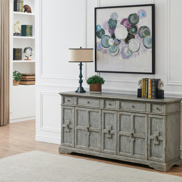 Rae Antique Inspired 4 Door 4 Drawer Storage Credenza