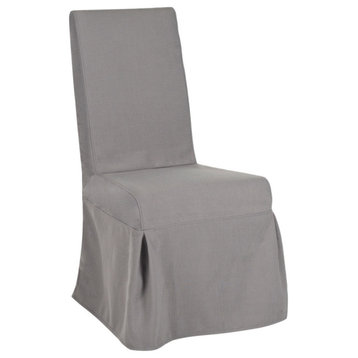 Robin 19''h Linen Slipcover Chair (set Of 2) Arctic Grey / Cherry Mahogany