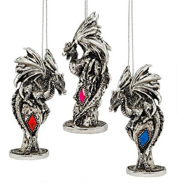 Gothic Dragon Holiday Gemstone Ornament - Set of 3