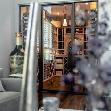A View of the Dallas Contemporary Wine Cellar from the Living Room