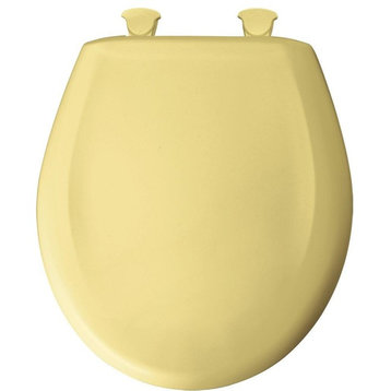 Round Plastic Toilet Seat With Whisper Close, Yellow