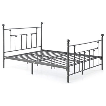 Metal Bed Frame, Charcoal, Queen