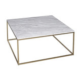 Kensal Marble Square Coffee Table, Brass Base
