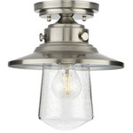 Progress Lighting - Tremont 1-Light Stainless Steel Clear Seeded Glass Semi-Flush Mount Light - Welcome family and friends home with the Tremont Collection 1-Light Stainless Steel Clear Seeded Glass Farmhouse Outdoor Semi-Flush Mount Light.