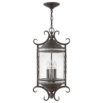 Hinkley Outdoor Casa Hanging Mount, Olde Black With Clear Seedy