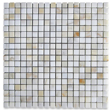 Calacatta Gold Calcutta Marble 5/8" Grid Square Mosaic Tile Polished, 1 sheet