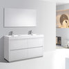 Bliss 60" Double Bathroom Vanity in High Gloss White